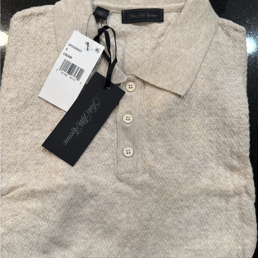 Saks Fifth Avenue Cream Polo Shirt